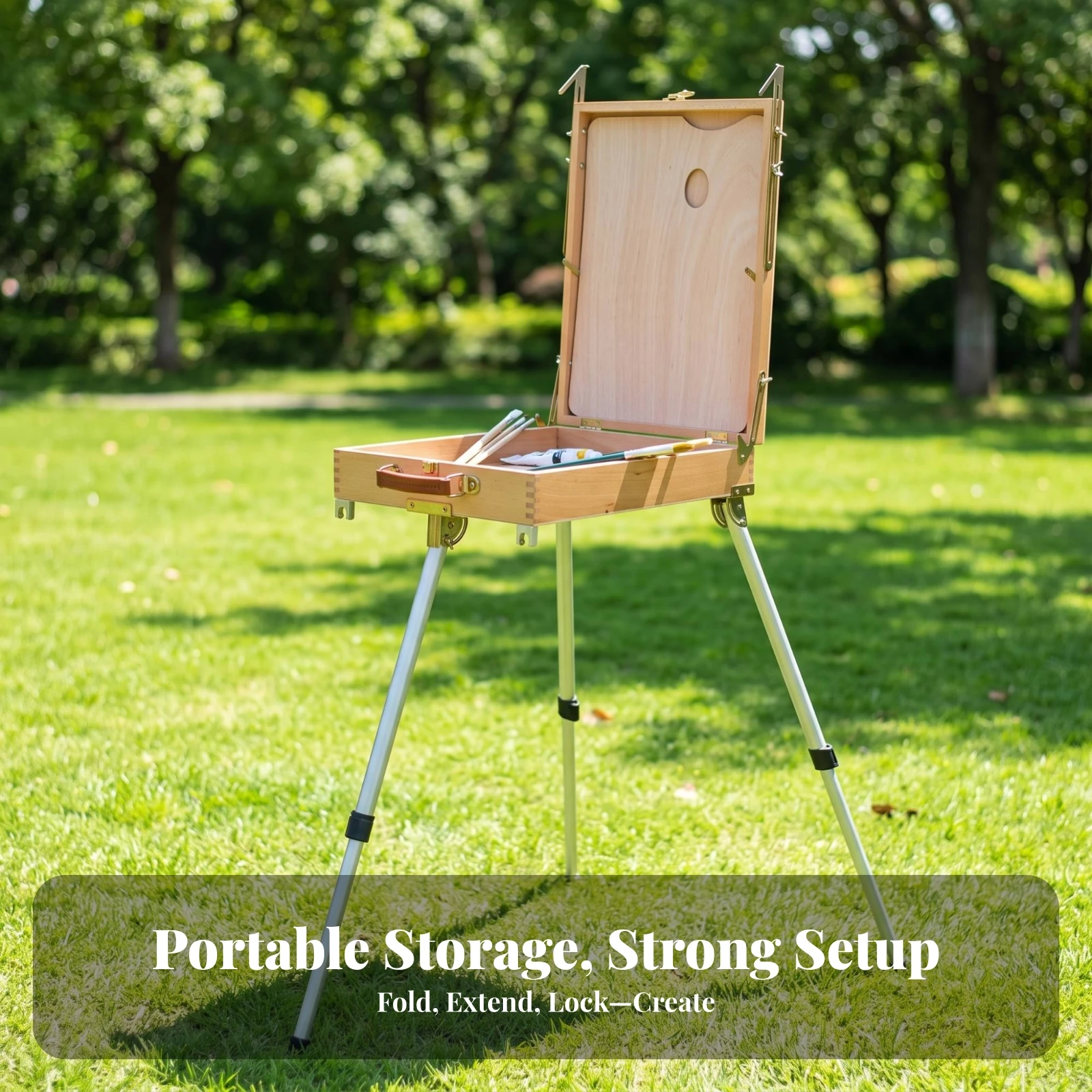 Painting Case with Legs Sturdy Sketch Box Easel Wooden Drawing Easel Case Durable Art Supply Versatile for Artists