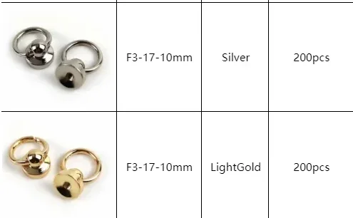 

ID10mm 200 шт. серебристый 200 шт. светло-золотая заклепка для ногтей с пряжкой