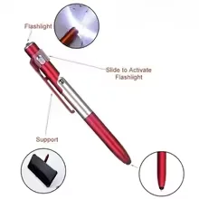 4 In 1 Multifunction Ballpoint Pen LED Light Touch Screen Stylus Foldable Phone Stand Holders For iPhone iPad Student Stationery