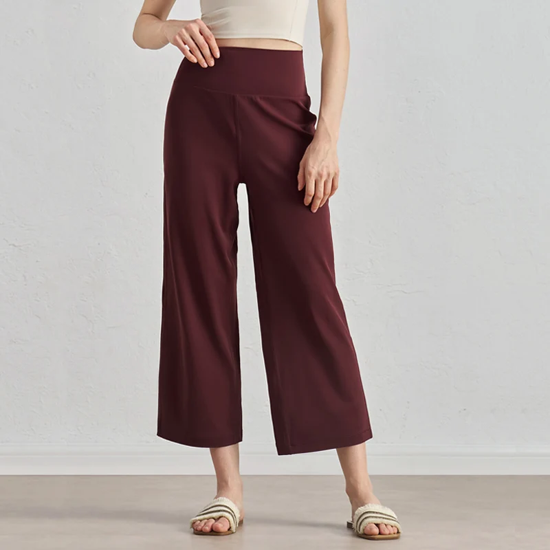 Fitness Loose Sport Pants for Women Wide Leg gym Yoga Cropped Tummy Control High Waist in Flare Soft Casual Workout Straight-leg