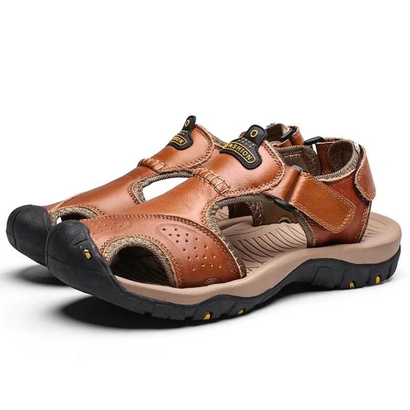 

Летние кожаные мужские сандалии, удобные сандалии, новые легкие кроссовки, мужские пляжные сандалии для активного отдыха