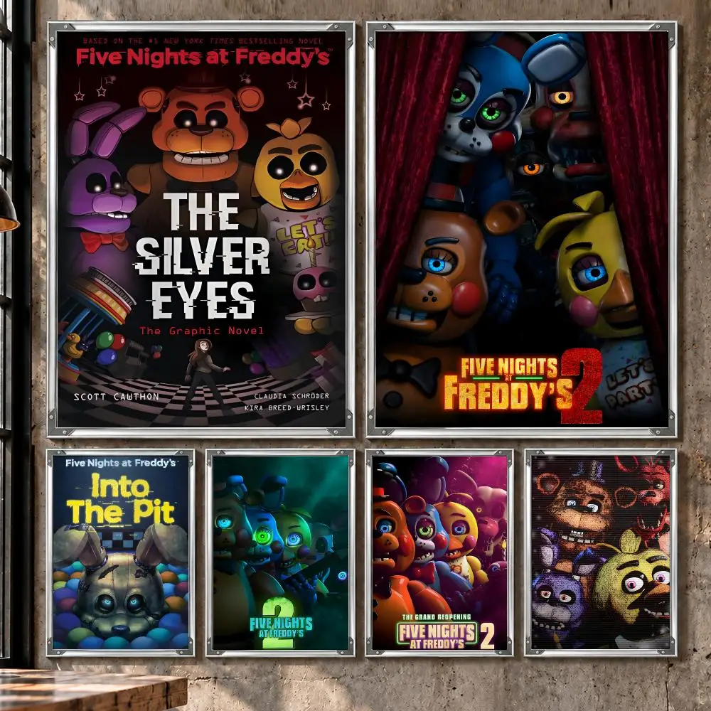 Game Horror Five Nights at Freddy's Poster HD Self-Stick Wall Decor Bedroom Dorm Office Gaming Garage Bathroom Gift