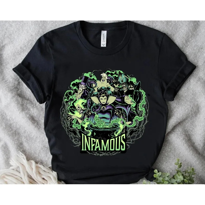 

Disney Villains Notorious Evil Group T-shirts Cruella Maleficent Evil Queen Ursula Disney Adult T-shirts and Children's T-shirts