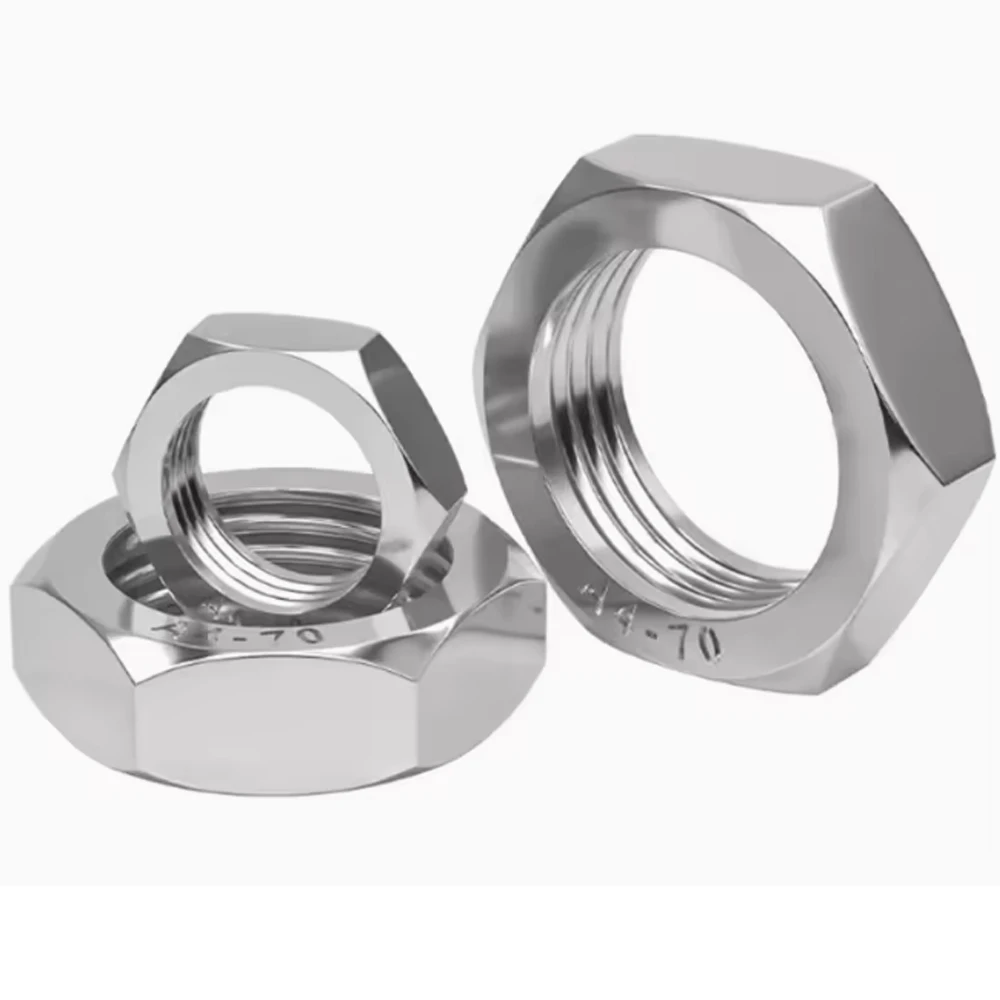 GB6173 Hex Thin Nuts 1/4 5/16 3/8 7/16 1/2 5/8 to 1'' UNC SUS304/SUS316 Stainless Steel Chamferred Hexagon Nuts DIN439