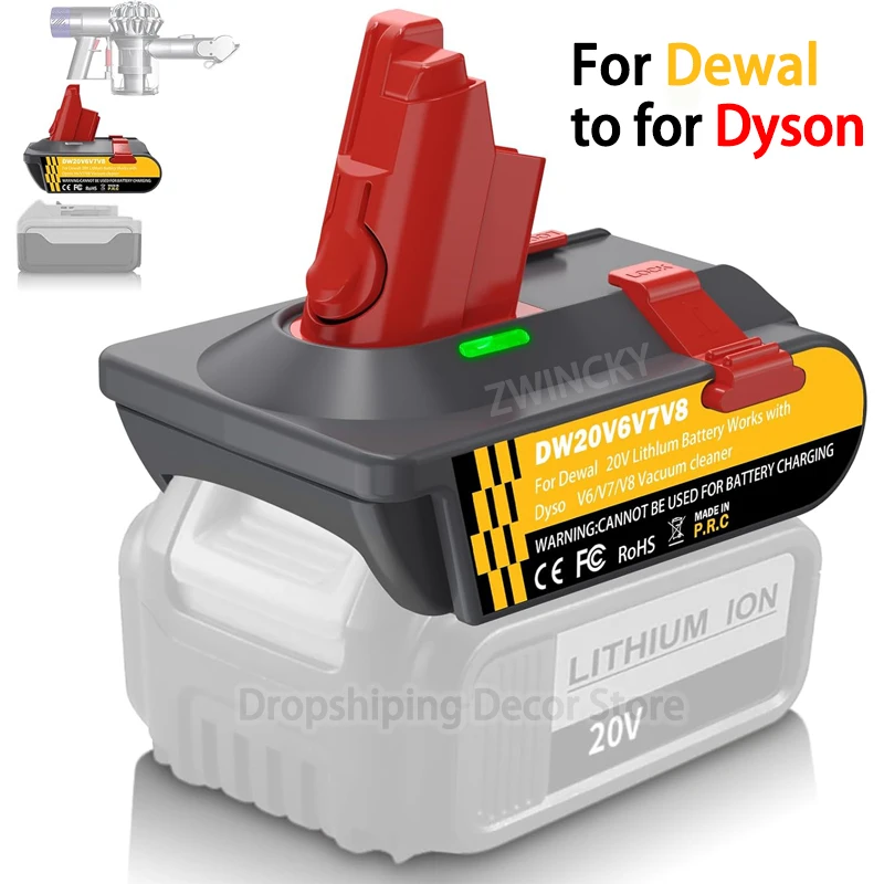 for Dewal 18/20V Li-ion Battery Convert to for Dyson V6 V7 V8 Vacuum Cleaner Battery Adapter Converter for Dyson DC58 SV11 SV10