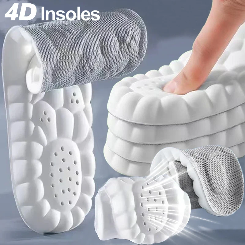 5Pairs 4D Shoes Insoles for Foot Plantar Soft Breathable Insole Arch Orthopedic Inserts Sports Insole Shock Absorption Shoe Pads