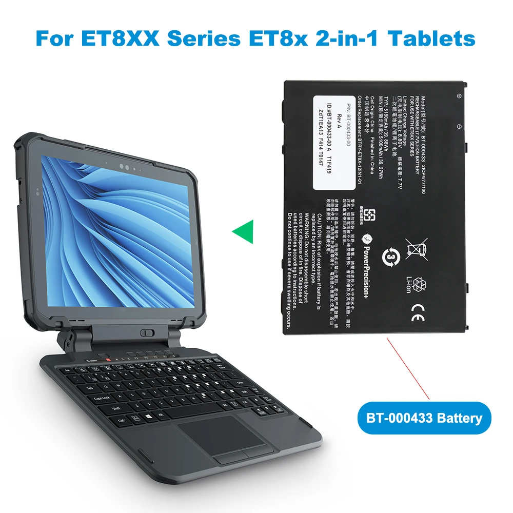 بطارية بديلة 7.7 فولت 39.88 وات في الساعة BT-000433 لأجهزة اللوحية ZEBRA ET8XX SERIES ET8x 2 في 1 2ICP4/77/100 #5