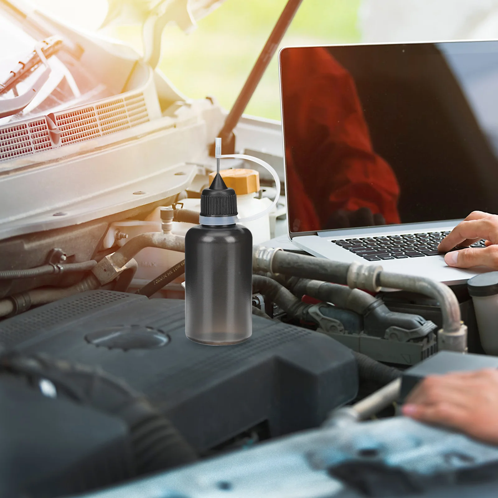 

20pcs Plastic Squeeze Bottle Steel Nozzle Pointed Tip For Engine Oil Lubricant Dispenser Machine Tools Refillable Leakproof