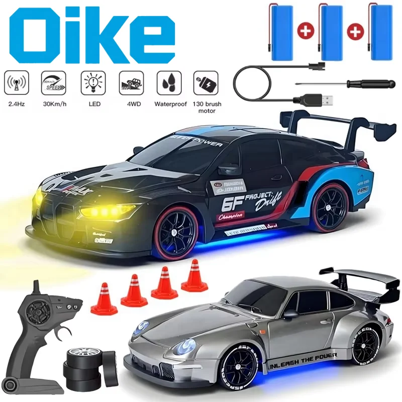 Oike 4WD RC Drift Car 1:24 Remote Control Racing Car for Adult Kid 20KM/H High Speed Vehicle with LED Lights 2.4G Radio 4x4 Cars