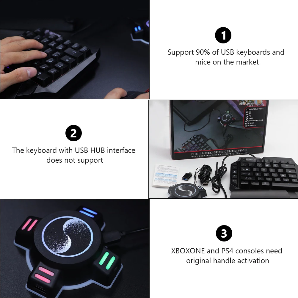 

Portable Keyboard Conversion Box Mouse Converter Wired Adapter Black Game Console Accessory Controller