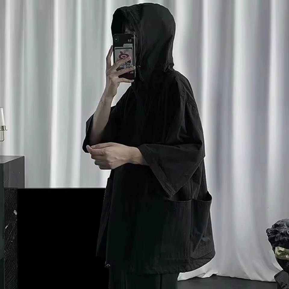 Men'S Fashion Patchwork Hooded Sweatshirt Men'S Hooded Sweatshirt With Large Pockets Loose And Lazy Hoodie Short Sudadera Hombre