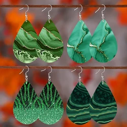 SOMESOOR Boho Style Green Dangling Wooden Drop Earrings Women Teardrop Ear Pendant Elegant Jewelry Gifts For Girls And Children