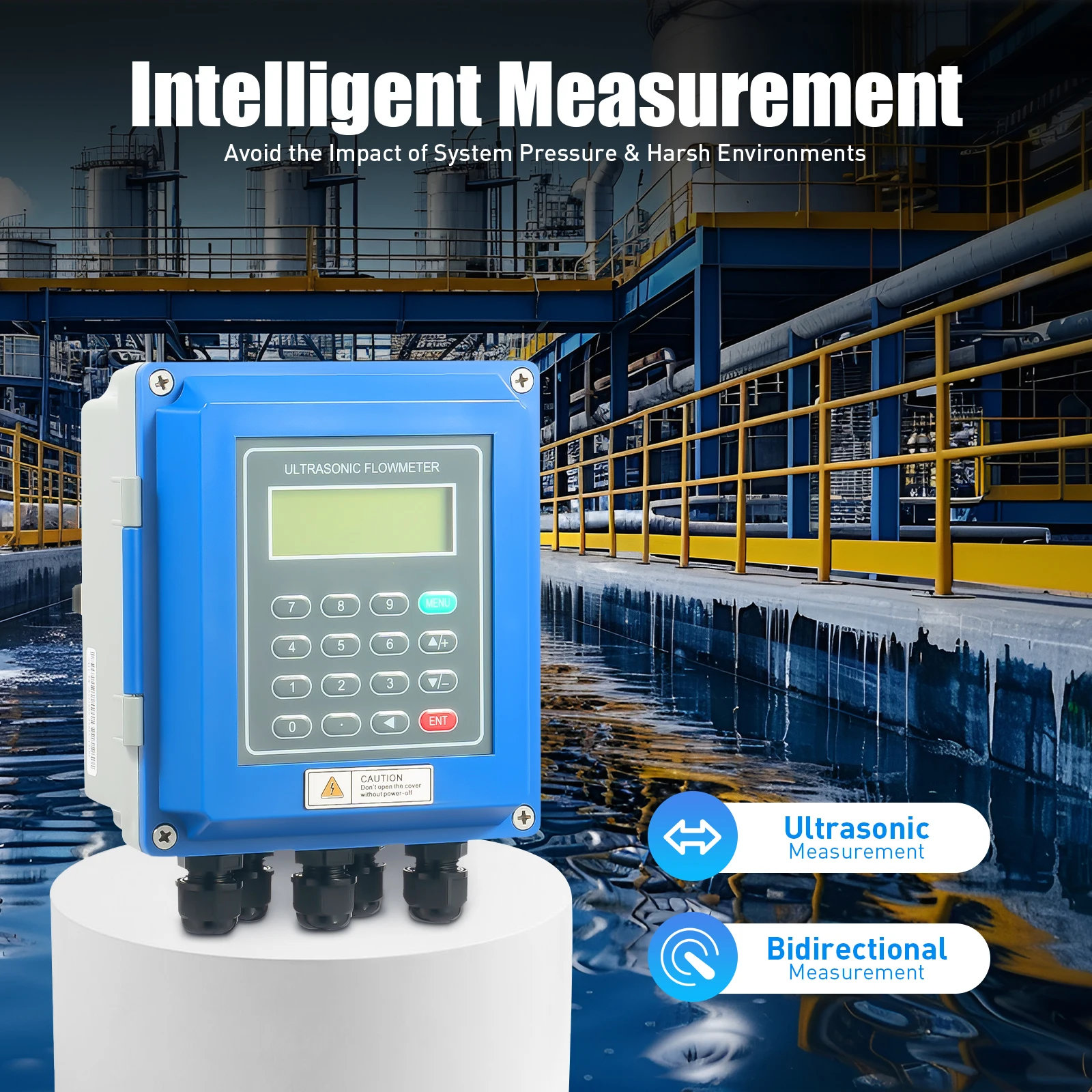 Wall Mounted Digital Ultrasonic Flowmeter Water Flow Meter & TM-1 TS-2 TUF-2000B