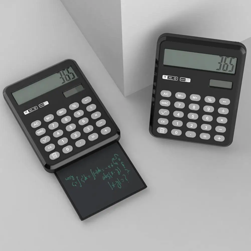 Desk Calculator 12-digit Calculators And Foldable Writing Pad Dual Power Battery And Solar Calculators With Desktop