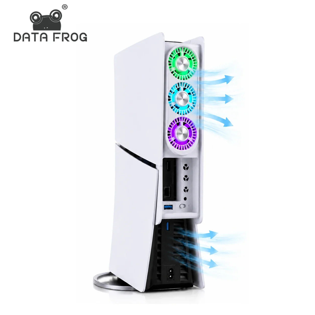 DATA FROG RGB Cooler Compatible with PS5 Slim, Essential Gaming Setup Accessory for Extended Play Sessions