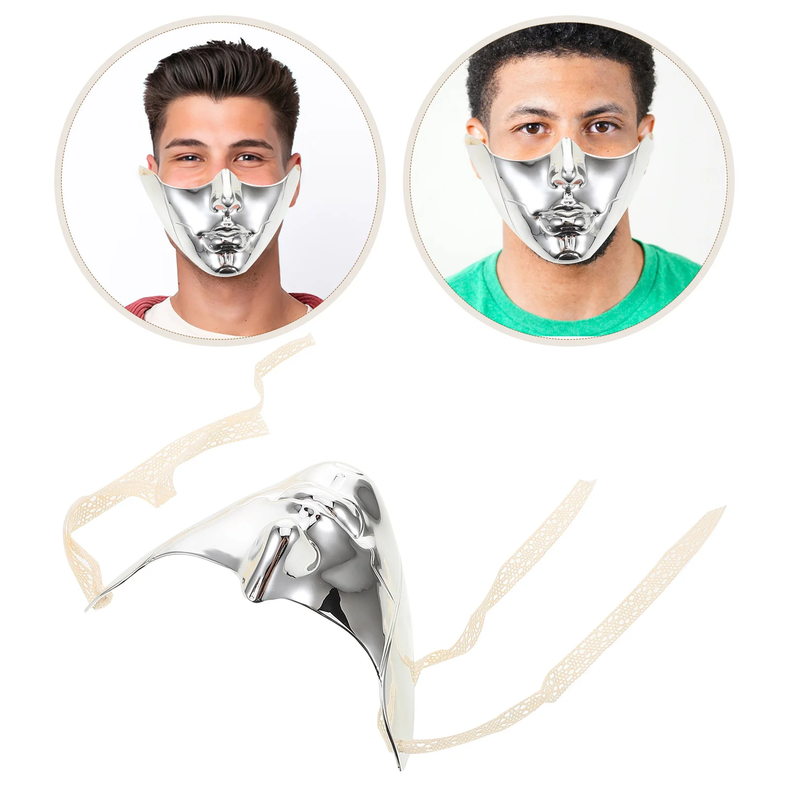 

Mechanical Steampunk Mask Bottom Half Plastic Strap Punk Cosplay Halloween Robot Masquerade Party Opera Ball Accessory