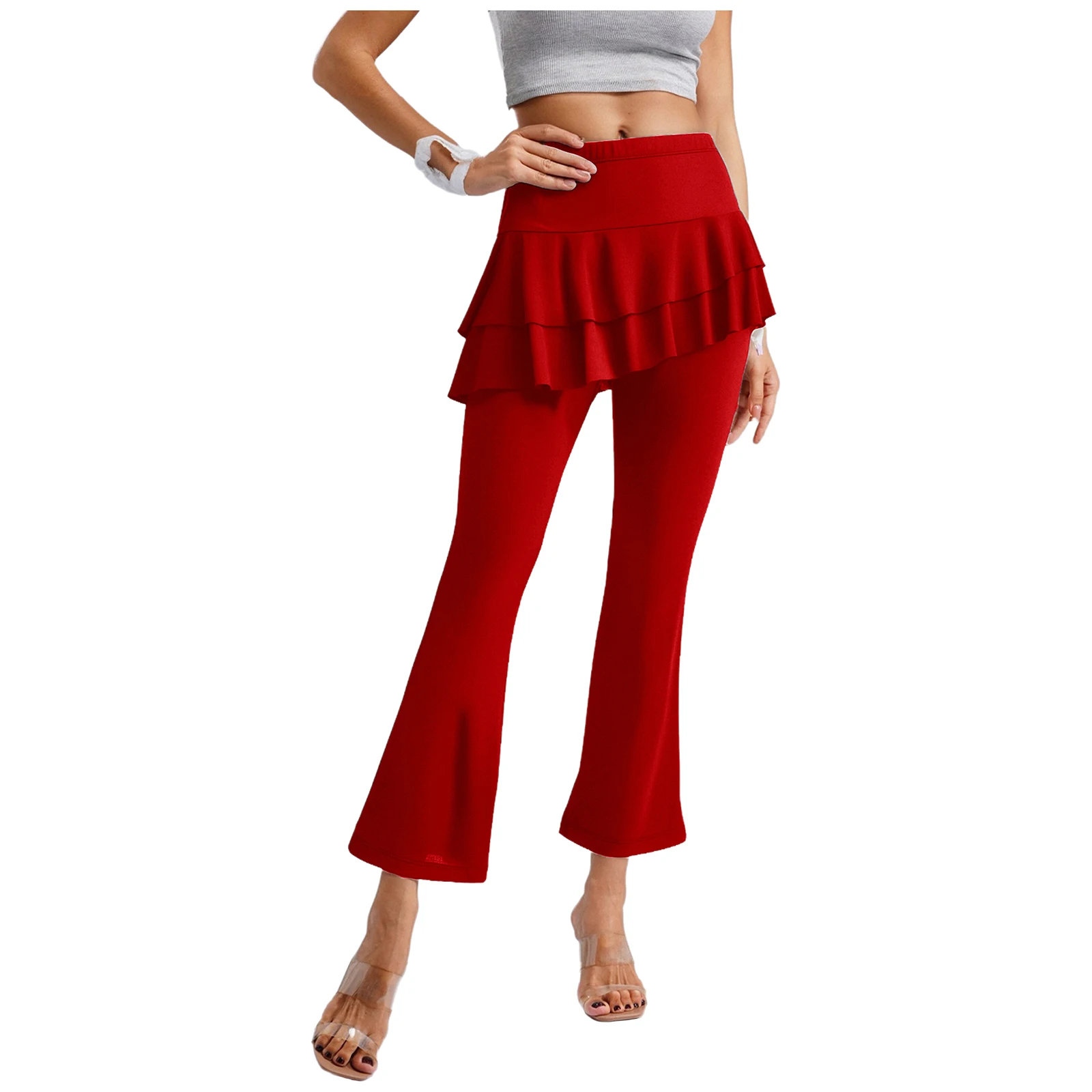 

Adult Womens Cha Cha Lyrical Latin Dance Pants Stage Ballroom Dance Performance Costume for Professional Latin Show Dancewear