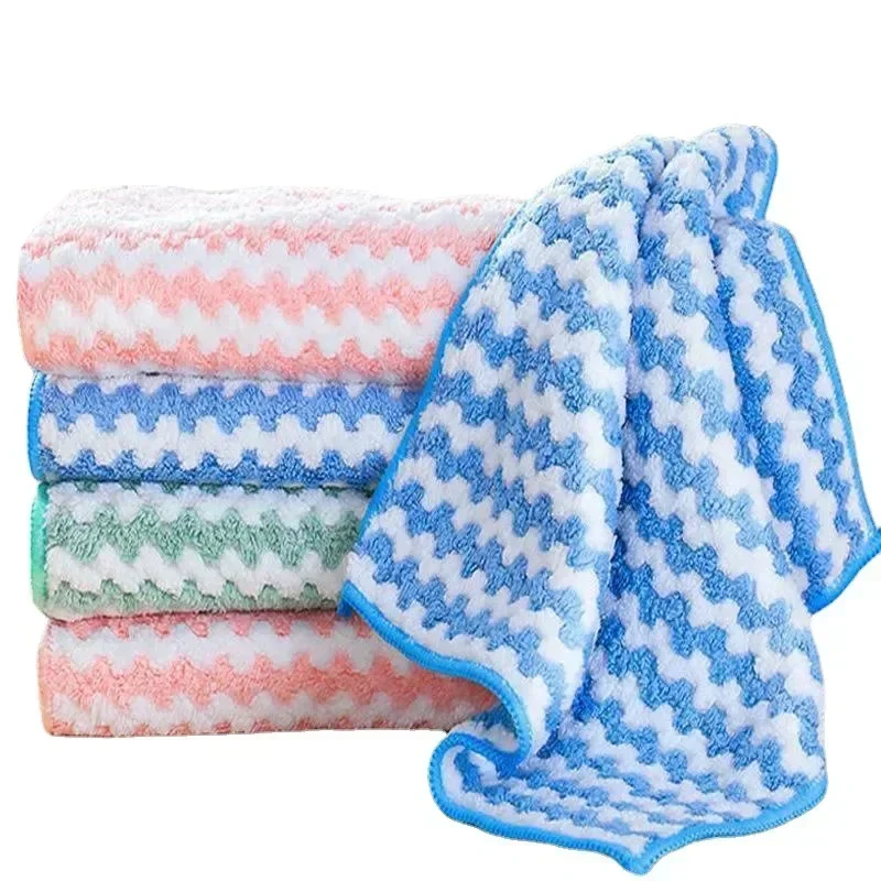 10/1pcs Coral Fleece Dishcloths Super Absorbent Cleaning Cloths Scouring Pads Kitchen Washing Dish Rags Glass Windows Wipe Towel