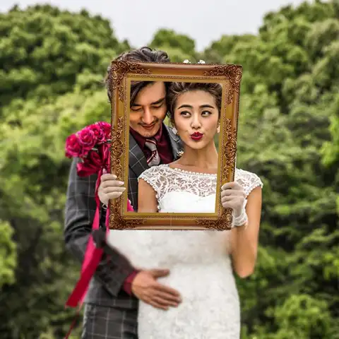 Vintage European Paper Photo Frame Booth Props for Wedding Birthday Family Reunion Party Photobooth Event Decoration Supplies