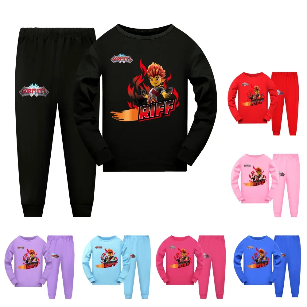 

New Kids Clothes Game Gormiti Pajamas Sets Baby Girls Boys Cartoon Long Sleeve Tshirt+Pants 2pcs/set Children Casual outfit