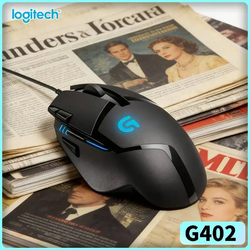Logitech G402 Hyperion Fury Wired Mouse Fusion Engine Tech 4 DPI Modes Anti-Slip for PC Gaming Enthusiasts