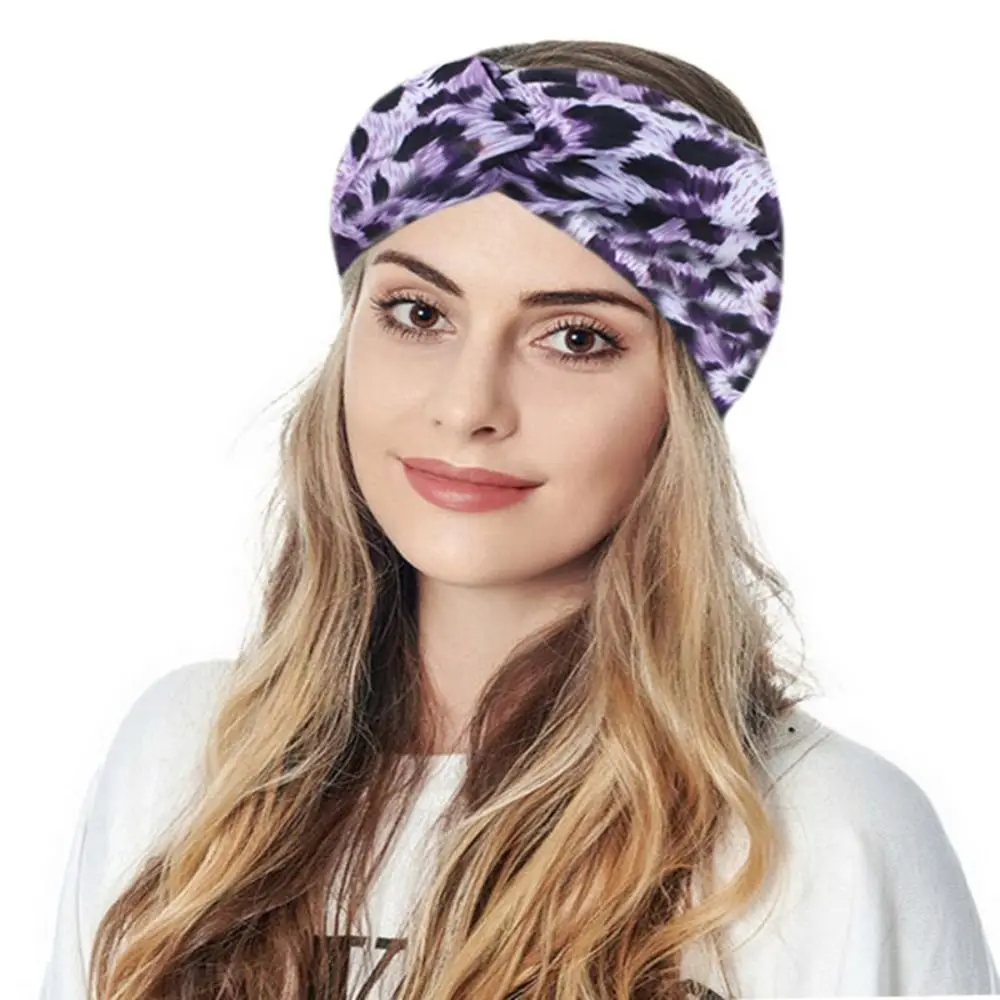 Hair Accessories Leopard Yoga Headband Elastic Cotton Cross Headband Charming Currency Boho Headband Wash Face