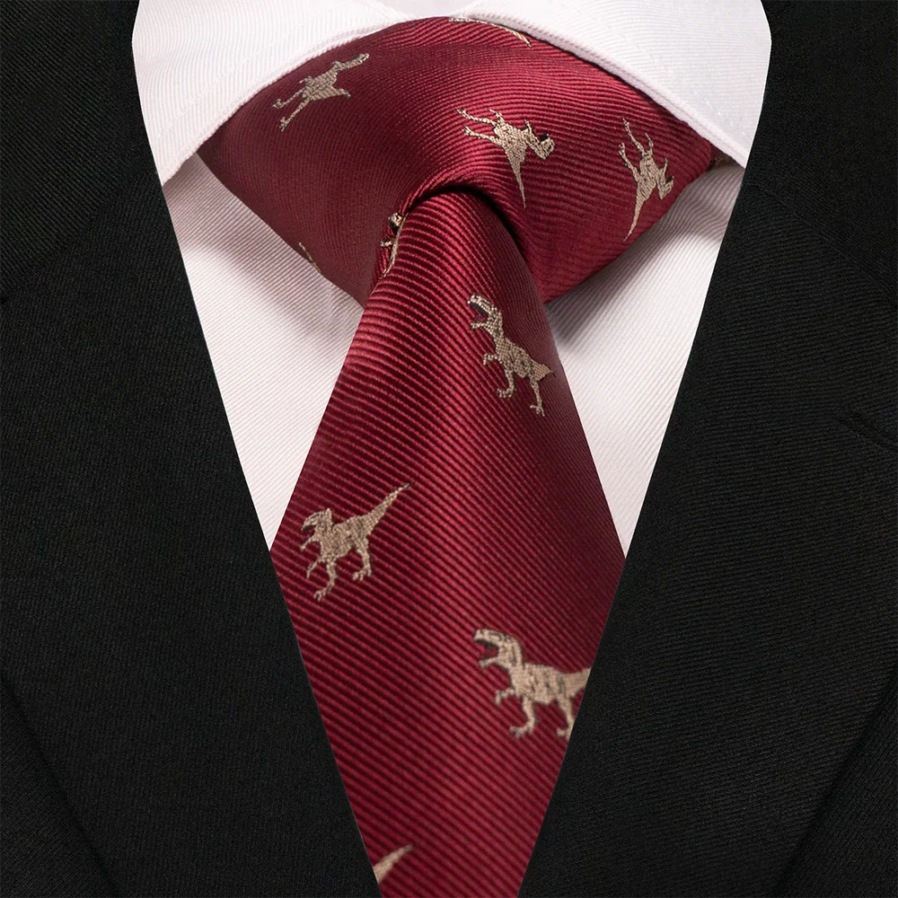 EASTEPIC 8 cm rot-blaue Jacquard-Krawatten für Herren, Herren-Krawatte, hochwertiges Accessoire, Geschäftsgeschenk, Fuchs, Drache, Flamingo, Schnecke, Ente, Tier – Detail 5