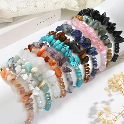 12 piece irregular natural stone woven stretchable bracelet set suitable for daily wear