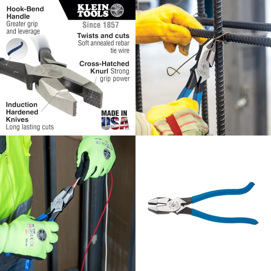

Pliers, Made in USA, Side Cutters are Heavy-Duty 9-Inch Ironworker Pliers for Rebar, ACSR, Screws, Nails and Most Hardened Wire