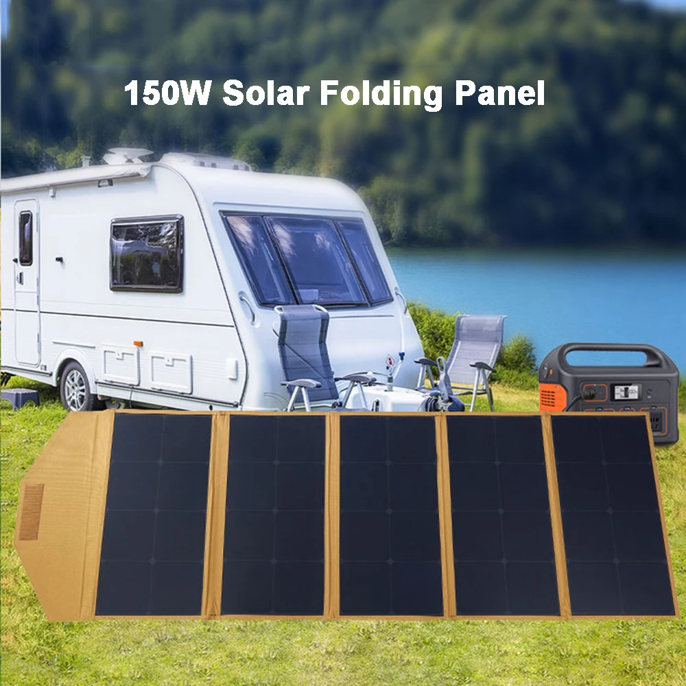 150W Sunpower Cell Efficiency Up to 24% Portable Solar Folding Panel Bag Solar Fodable Charger for Camping Hiking Phones Laptop