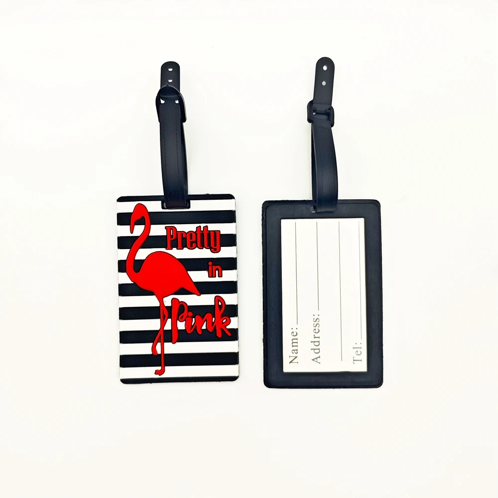 2pcs cartoon flamingo luggage tag pendant for travel, airplane factory luggage bag, anti loss tag, adult travel essential items