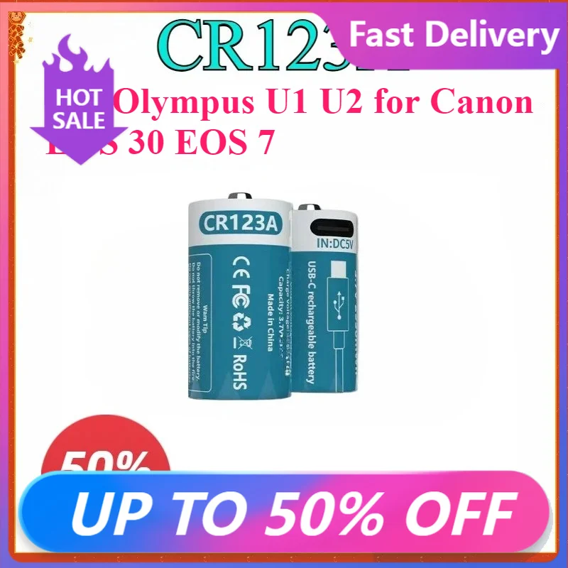 

New 16340 3.7V 2550mAh CR123A USB Li-ion High Quality Rechargeable Battery for Olympus U1 U2 for Canon EOS 30 EOS 7