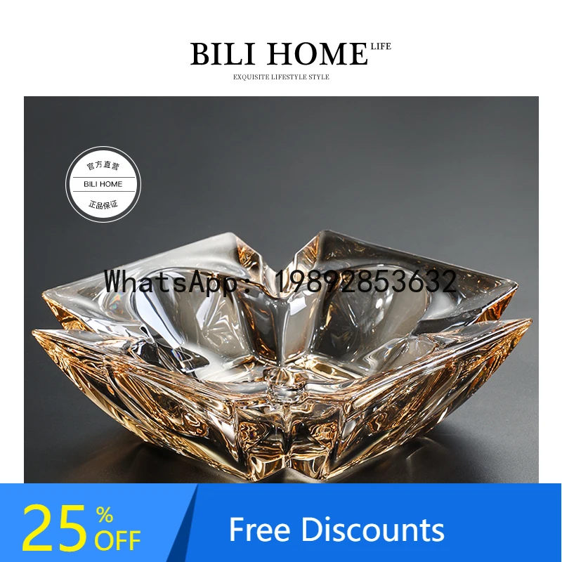 YFY High-End Light Luxury Crystal Glass Ashtray Creative Elegant Home Living Room Premium Ashtray