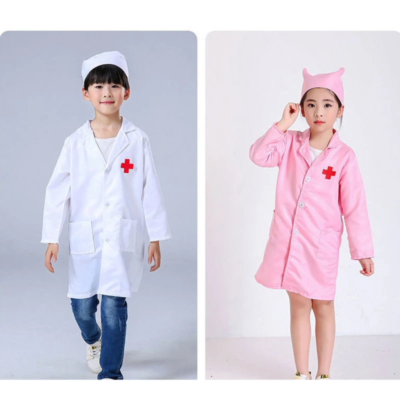 Kids Pretend Medical Coat Set Childrens Doctor Nurse Costume Jacket for Dress Up Play and School Performances
