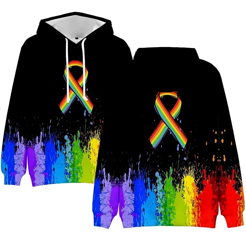 Lgbt-Sudadera con capucha para hombre, suéter con estampado 3d de arcoíris, Love Is Love, de manga larga, informal, diario