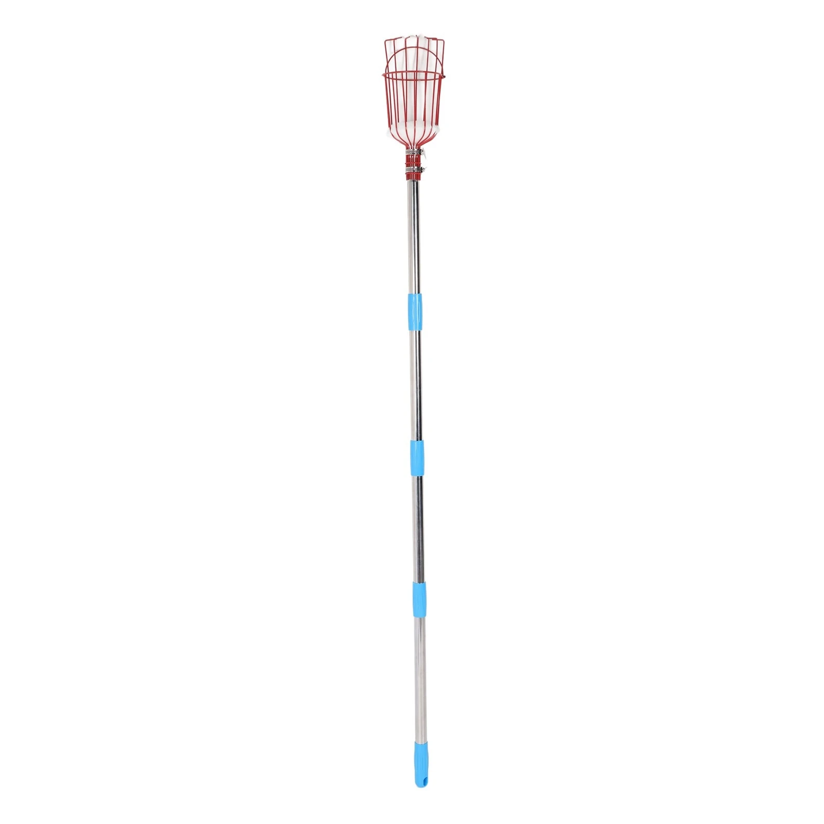 Fruit Picker Tool Multifunctional Stainless Steel Durable Rustproof Apple Orange Fruits Catcher Tree Picker with Pole 4 Sections