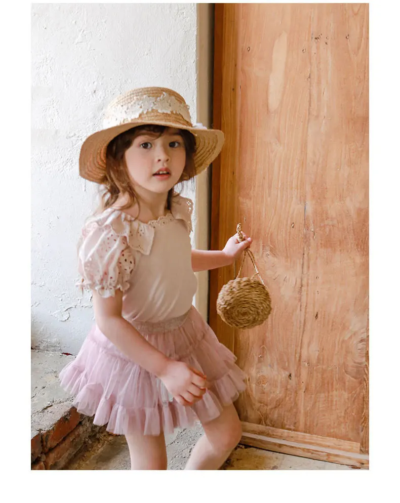 

Skirts 2024 New Summer Korean Children Clothing Girl Casual Simple Fashion Loose Sweet Active Holiday Princess Vintage Solid