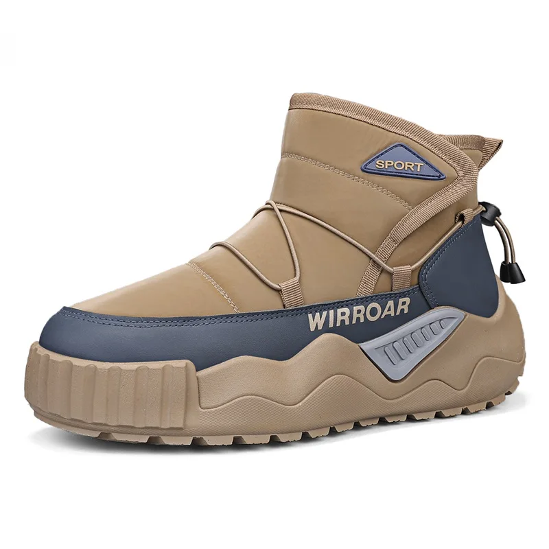 Snow Boots Men's Shoes Winter 2024 New Outdoor Anti-Cold Slip-On Cotton Shoes Fleece-Lined Warm Bread Shoes