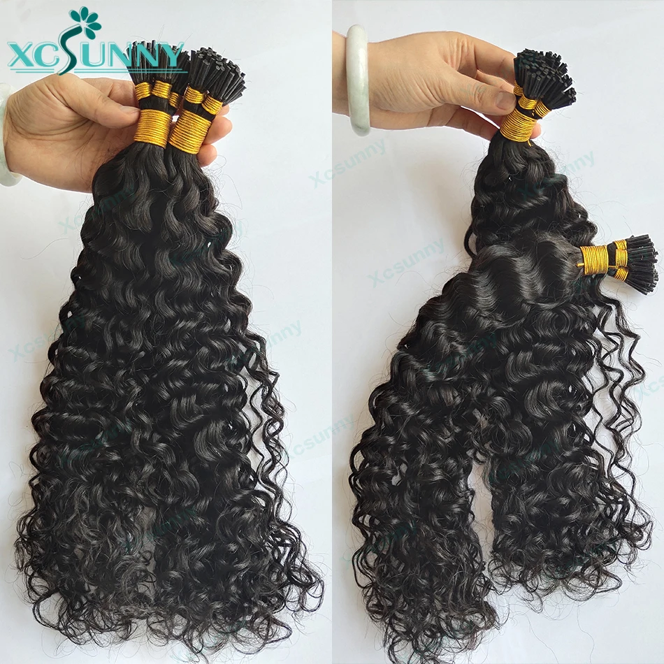 Itip Hair Extensions Human Hair Curly Microlink I Tip Hair Extensions Water Wave Burmese Stick Tip Hair Extensions For Women