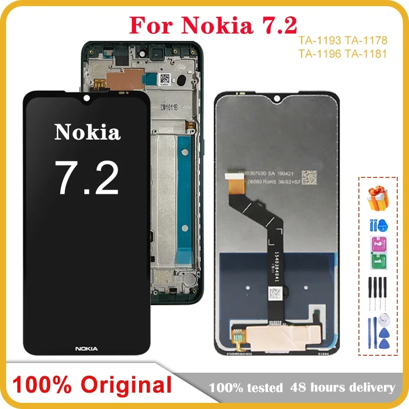 

6.3" Original For Nokia 7.2 LCD Display TA-1196 LCD Touch Screen Digitizer Assembly Replacement For Nokia 7.2 LCD Screens