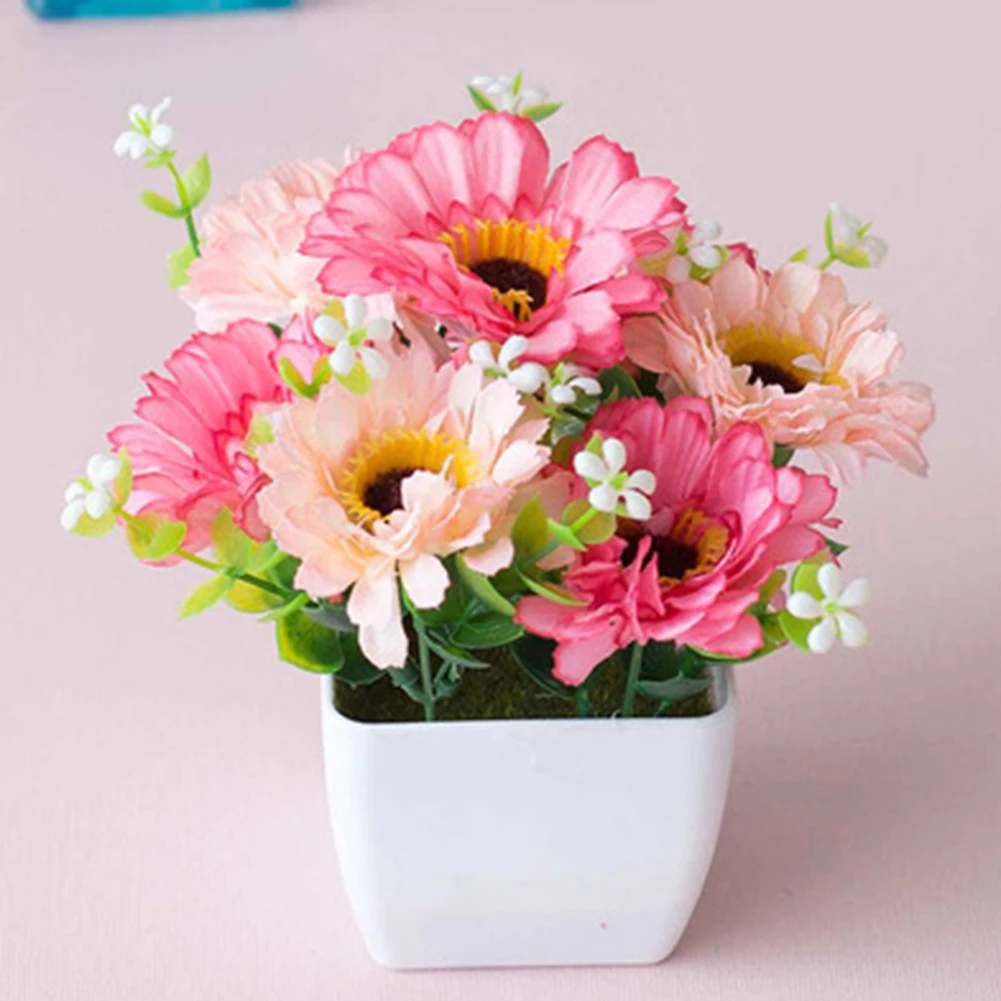 Künstliche Topfpflanze, Raumdekoration, fröhliche künstliche Blumen aus Kunststoff für den Außenbereich, erhellen Sie Ihren Weltraum