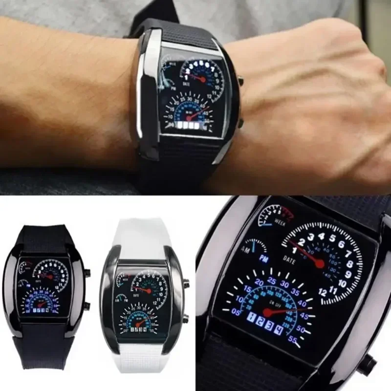 Hot Selling New Fashionable Men's and Women's LED Digital Instrument Panel Pattern Dial Sports Watch Gift