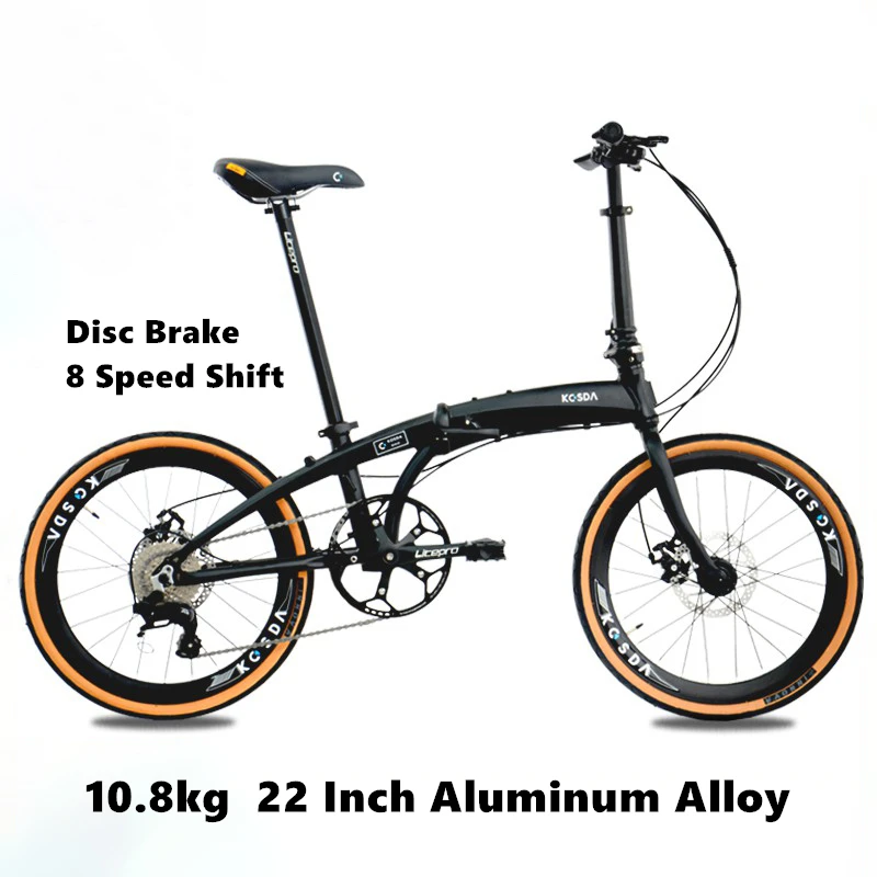 22 Inch 451 Wheel Aluminum Alloy Ultra-light Folding Bicycle Student Variable Speed Disc Brake Pedal Portable Adult Bike