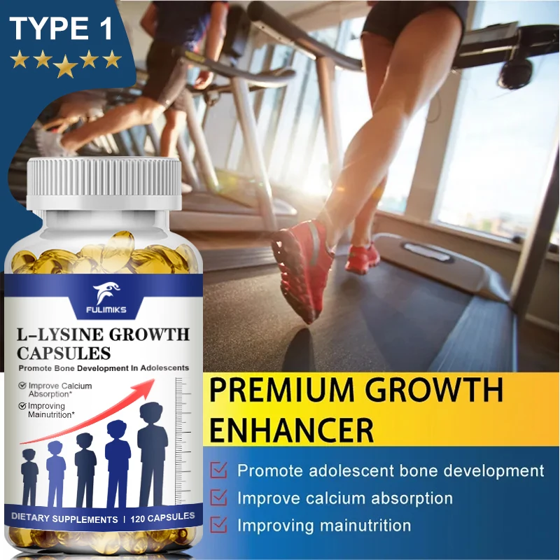 L-Lysine Growth Capsules, High Potency, Immune Support & Supports Collagen Synthesis, Non-GMO, 60/120 Vegetarian