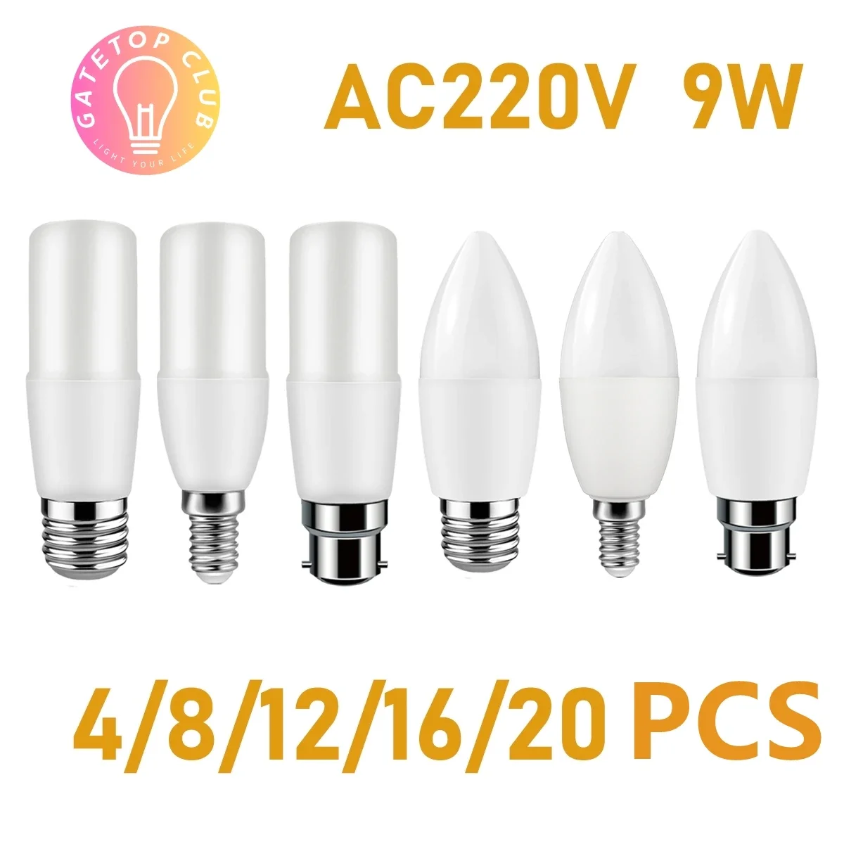 

4-20Pcs T37 C37 9W E27 E14 B22 Led Bulb Bombillas AC 220V Lamparas Lamp 3000K-6000K for Home Office Decoration Lighting for Room