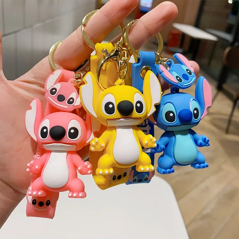 Portachiavi a punto in piedi Anime Lilo Stitch Cute Figure portachiavi zainetto ornamenti pendenti accessori per chiavi giocattolo per bambini bei