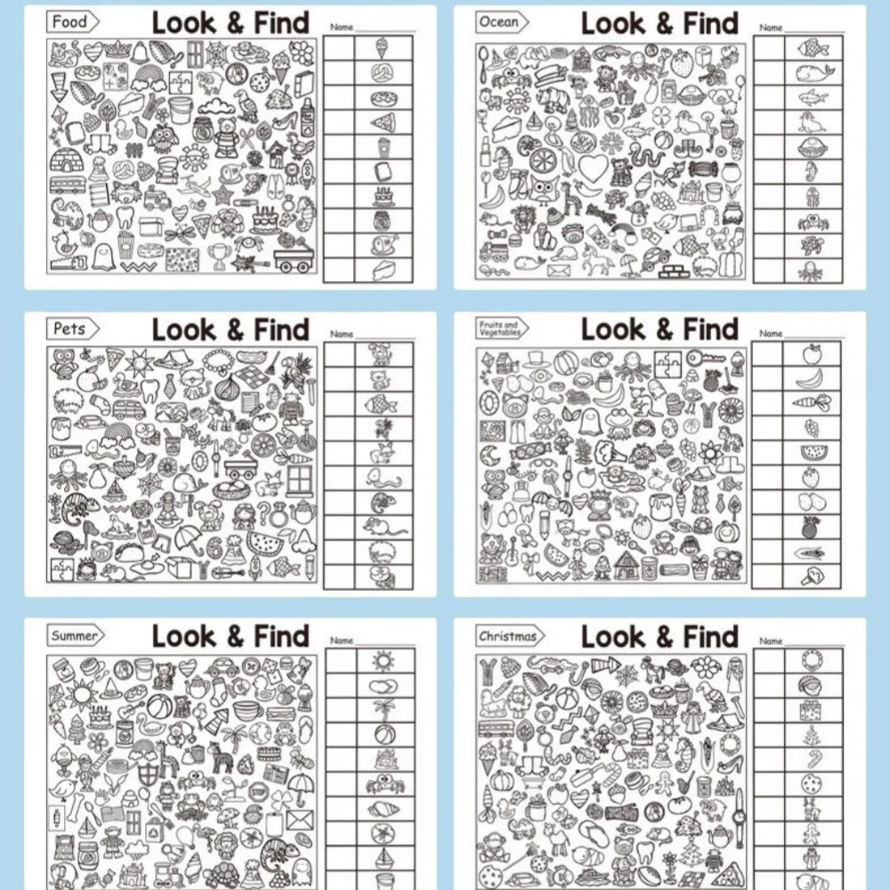 Interactive Hidden Objects Book for Youngsters Concentration Training & Educational Fun with Find and Color Puzzle School Family