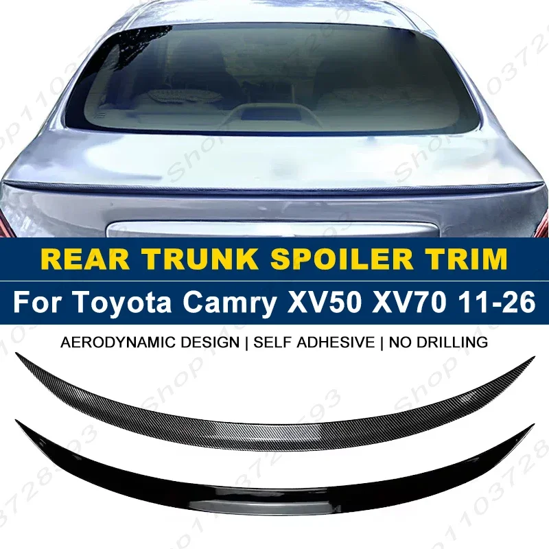 For Toyota Accessories Camry XV50 XV70 2011-2026 Car Rear Trunk Boot Spoiler Wing Lip Body Kits Gloss Black Soft Plastic