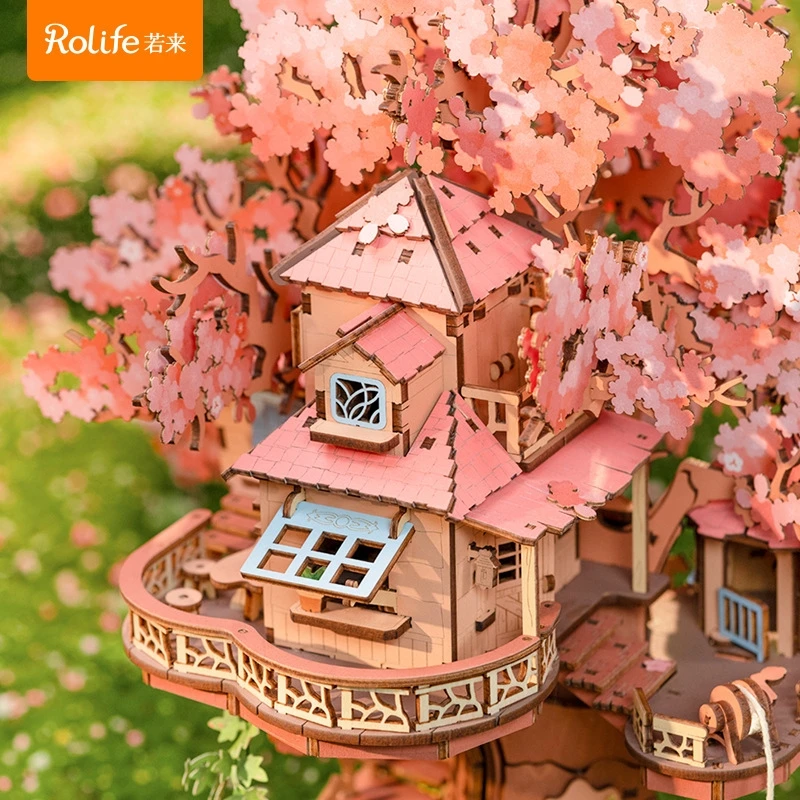사쿠라 나무 빌딩 블록 하우스를 구축하는 키트 3d 나무 퍼즐 식물 분재 성인 어린이를위한 홈 장식 선물