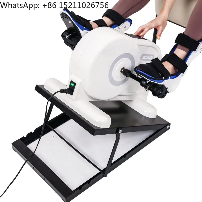 Home Electric Physical Therapy Mini Pedal Exerciser Rehabilitation Exercise Bike for Disabled People with Foot Boots and Base